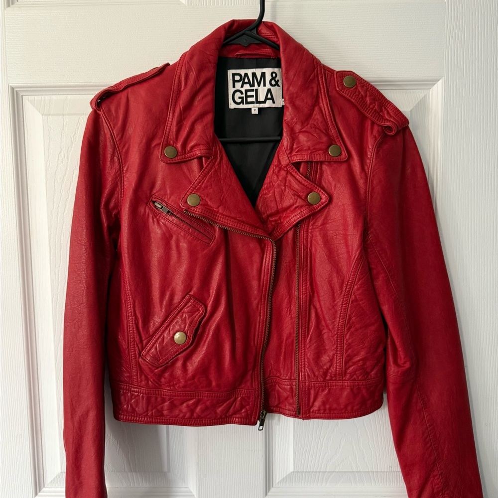 Pam & Gela Bold Red Leather Jacket